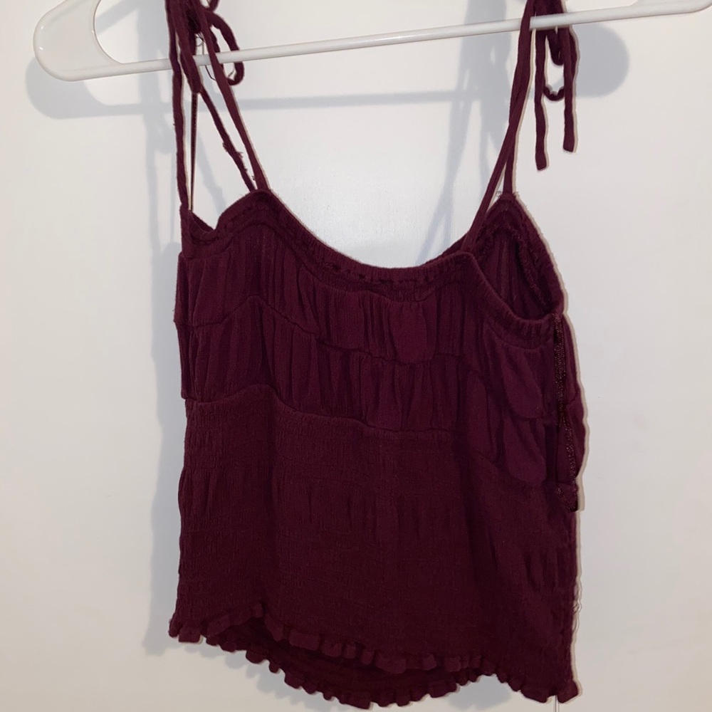 Maroon tank top with tie strings
